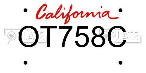 OT758C California License Plate