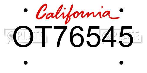 OT76545 California License Plate