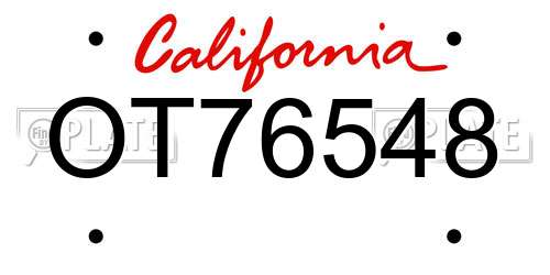 OT76548 California License Plate