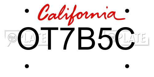 OT7B5C California License Plate