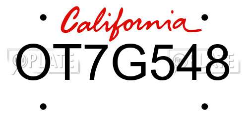 OT7G548 California License Plate