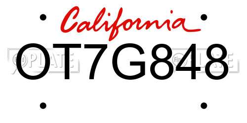 OT7G848 California License Plate