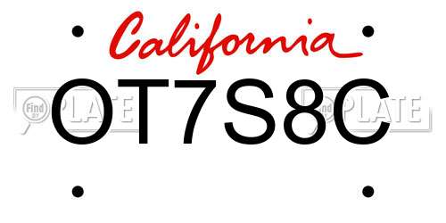 OT7S8C California License Plate