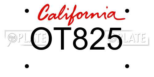 OT825 California License Plate