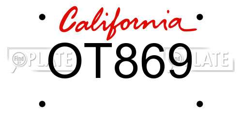 OT869 California License Plate