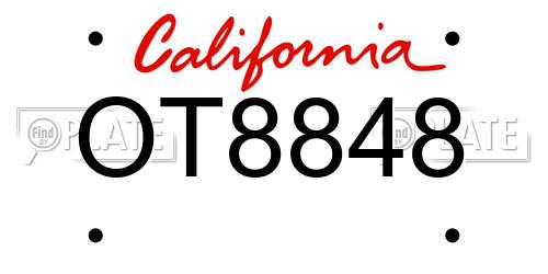 OT8848 California License Plate