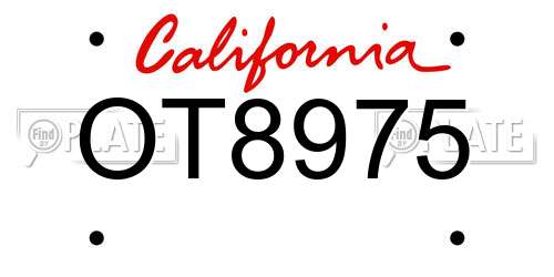 OT8975 California License Plate