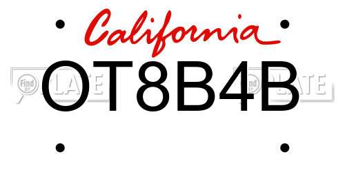 OT8B4B California License Plate