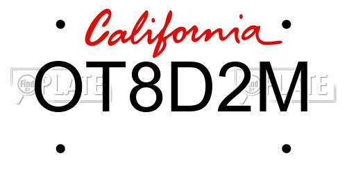 OT8D2M California License Plate