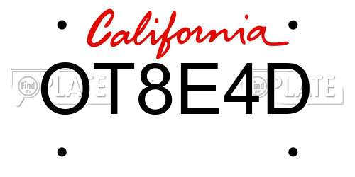 OT8E4D California License Plate
