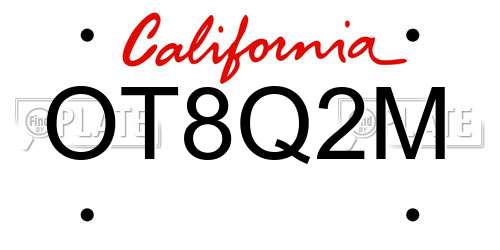 OT8Q2M California License Plate