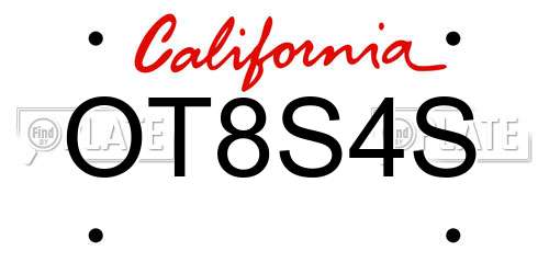 OT8S4S California License Plate