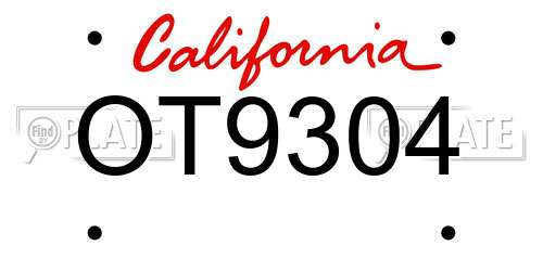 OT9304 California License Plate