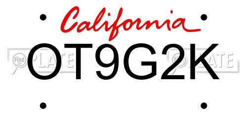 OT9G2K California License Plate