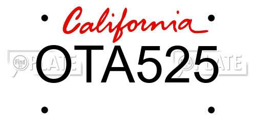 OTA525 California License Plate