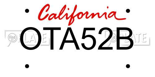 OTA52B California License Plate