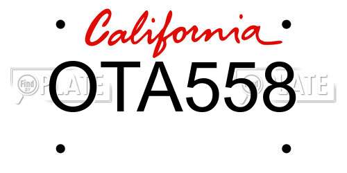 OTA558 California License Plate