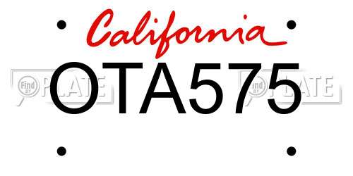 OTA575 California License Plate