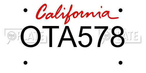 OTA578 California License Plate