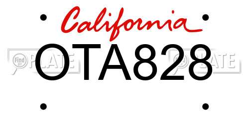 OTA828 California License Plate