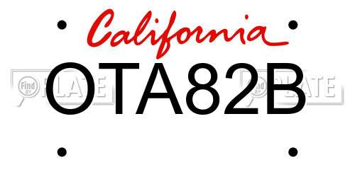 OTA82B California License Plate