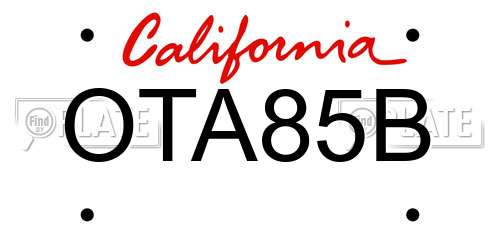 OTA85B California License Plate