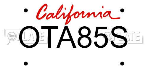 OTA85S California License Plate