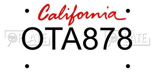 OTA878 California License Plate