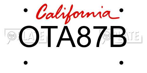 OTA87B California License Plate