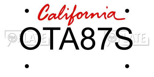 OTA87S California License Plate