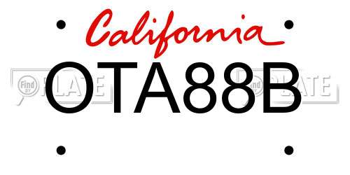 OTA88B California License Plate