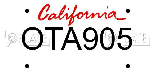 OTA905 California License Plate