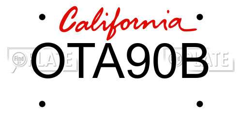 OTA90B California License Plate