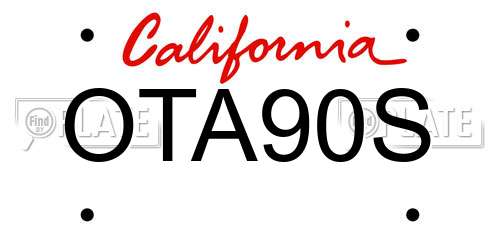 OTA90S California License Plate