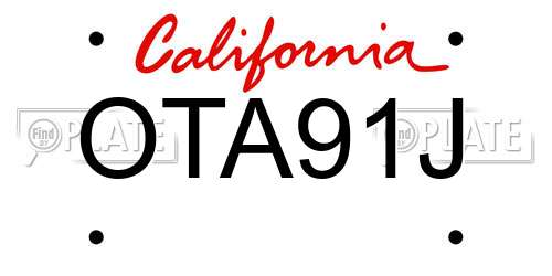 OTA91J California License Plate