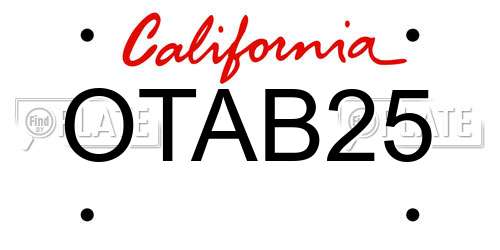 OTAB25 California License Plate