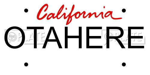 OTAHERE California License Plate