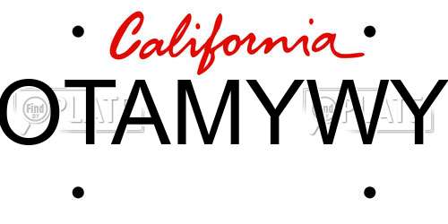 OTAMYWY California License Plate