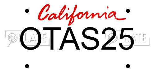 OTAS25 California License Plate