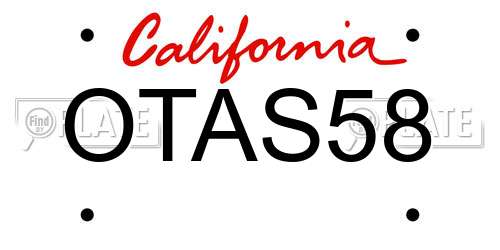 OTAS58 California License Plate