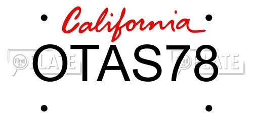 OTAS78 California License Plate