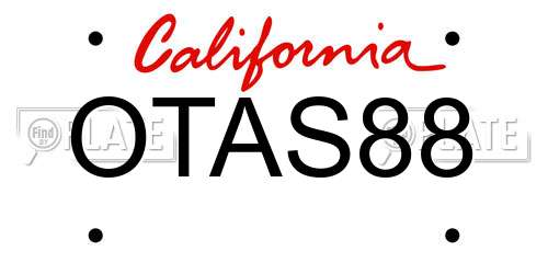 OTAS88 California License Plate