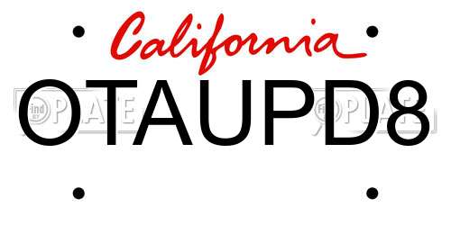 OTAUPD8 California License Plate