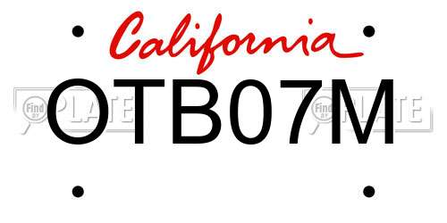 OTB07M California License Plate