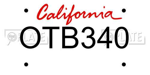 OTB340 California License Plate