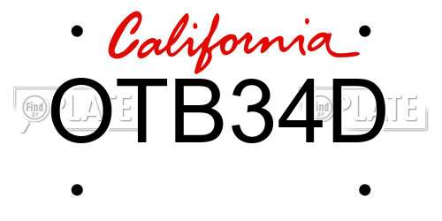 OTB34D California License Plate