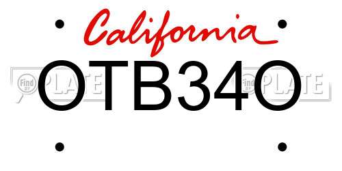 OTB34O California License Plate