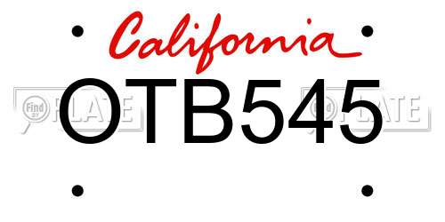 OTB545 California License Plate