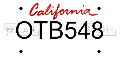 OTB548 California License Plate
