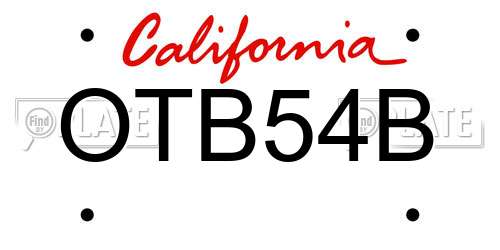 OTB54B California License Plate